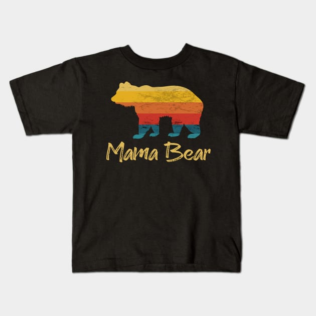 Mama Bear Vintage Retro Sunset Kids T-Shirt by Scar